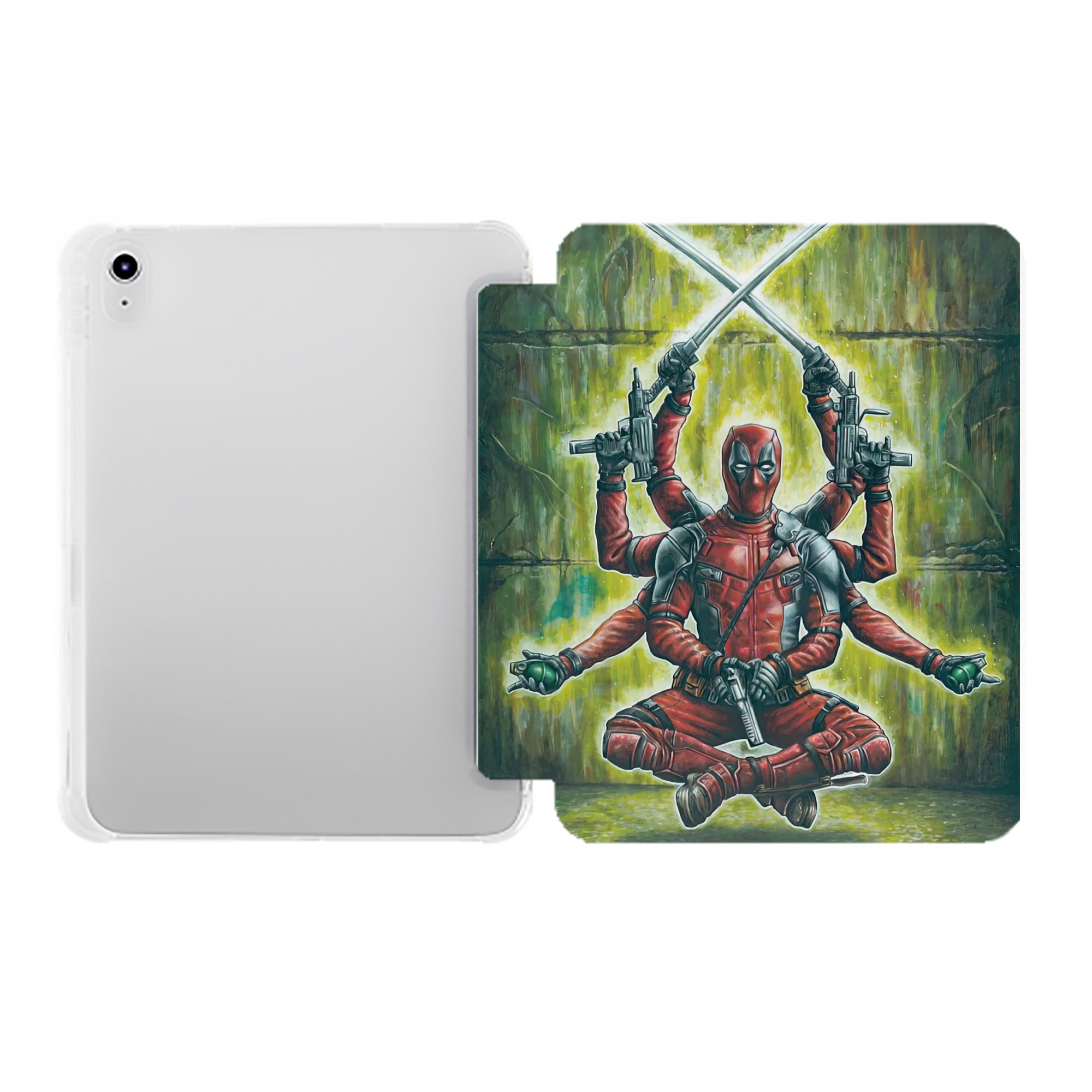 （画像用） Deadpool デッドプール IPad ケース ペン収納付き 三つ折りスタンド PUレザー×シリコン 対応機種9.5/10.5/10.9インチ